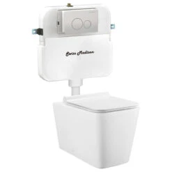 Concorde Back To Wall Concealed Tank Toilet Bowl Bundle, Glossy White