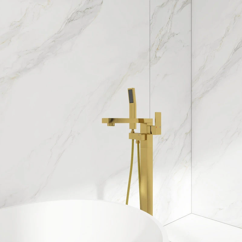 Freestanding Tub Shower Claw Foot Faucet With Handheld Spout, Gold 5 Freestanding Tub Shower Claw Foot Faucet With Handheld Spout, Gold - Image 5