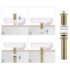 Pop-Up Drain Stopper Without Overflow, Brushed Gold -Warm Bathroom 7df14c7f0233f838 3330 w800 h800 b1 p0