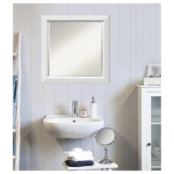 Blanco White Beveled Wood Bathroom Wall Mirror - 23.5 X 23.5 In. -Warm Bathroom 7e41d8120ca63b35 6583 w800 h800 b1 p0