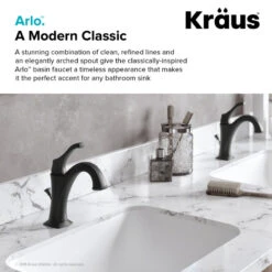Arlo Single Handle 1-Hole Bathroom Basin Faucet, Lift Rod Drain, Matte Black -Warm Bathroom 7e616f4900e5e707 3160 w800 h800 b0 p0