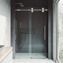 VIGO 72x74 Elan Frameless Sliding Shower Door, Stainless Steel -Warm Bathroom 7e8140560f5a47ab 7572 w800 h800 b0 p0