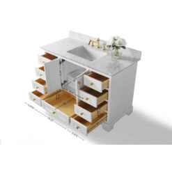 Audrey Vanity Set, White, 48", Gold Hardware, No Mirror 23 Audrey Vanity Set, White, 48", Gold Hardware, No Mirror -Warm Bathroom 7ef1542203ef6bfd 3886 w800 h800 b1 p0