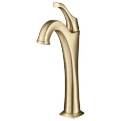 Arlo Single Handle Lever 1-Hole Vessel Bathroom Faucet Brushed Gold W PU Drain