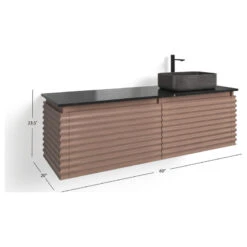 Accordion Bath Vanity, Single Sink 60", Chestnut Oak, Wall Mounted, Right Sink 20 Accordion Bath Vanity, Single Sink 60", Chestnut Oak, Wall Mounted, Right Sink -Warm Bathroom 80b150ab03c74467 4003 w800 h800 b1 p0