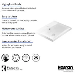 Karran Valera 21" Top Mount Vitreous China Sink, White With Overflow Drain 8 Karran Valera 21" Top Mount Vitreous China Sink, White With Overflow Drain -Warm Bathroom 80d15b3a02a0d382 3036 w800 h800 b1 p0