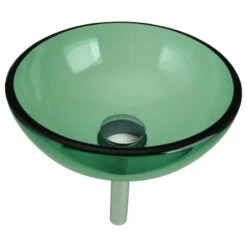 Tempered Glass Vessel Sink With Drain, Green Mini Glass Round Bowl Sink -Warm Bathroom 80e19e540b58c3b2 6902 w800 h800 b1 p0