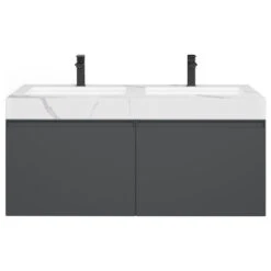The Monolith Bathroom Vanity, Double Sink, 48", Dark Gray, Wall Mount -Warm Bathroom 80e1ccee03c73361 9511 w800 h800 b1 p0
