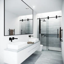 VIGO 56"x74" Elan Frameless Sliding Shower Door, Matte Black -Warm Bathroom 81119fe40f5a3926 5886 w800 h800 b0 p0
