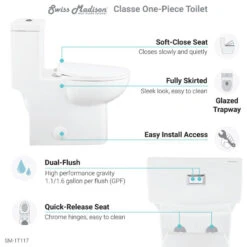 Swiss Madison Classe One-Piece Toilet Dual-Flush 1.1/1.6 Gpf -Warm Bathroom 814105fd02befed3 9391 w800 h800 b1 p0