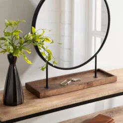 Maxfield Round Tabletop Mirror, Black, 18x22 -Warm Bathroom 81613b9f00b63811 4983 w800 h800 b0 p0