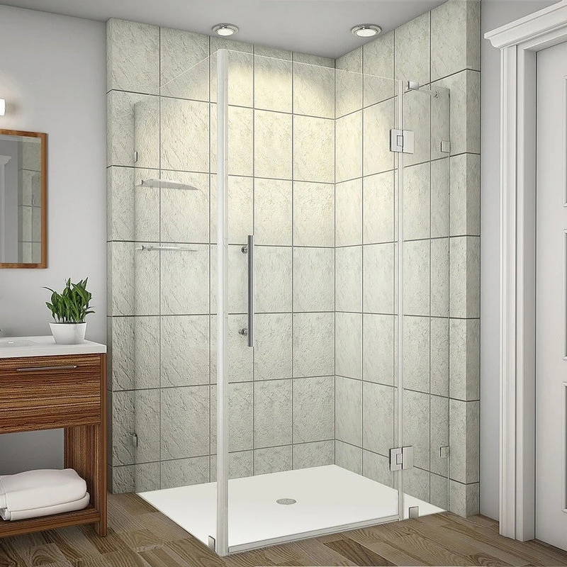 Avalux GS Frameless Shower Enclosure With Glass Shelves, Chrome, 42"x38"x72" 2 Avalux GS Frameless Shower Enclosure With Glass Shelves, Chrome, 42"x38"x72" - Image 2