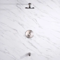 Luxier SS-C01-T-V Rainfall Shower Faucet With Valve And Spout, Brushed Nickel -Warm Bathroom 81f1612001f9c8e9 7290 w800 h800 b0 p0