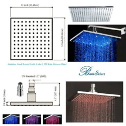 Fontana LED Shower Head, 12" -Warm Bathroom 81f16bd5082fef8c 0197 w800 h800 b1 p0