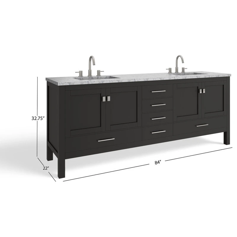 The Kennedy Bathroom Vanity, Double Sink, 84", Espresso, Freestanding 8 The Kennedy Bathroom Vanity, Double Sink, 84", Espresso, Freestanding - Image 8