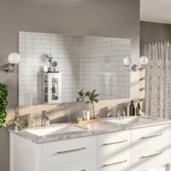 Eviva Sleek 60" Frameless Bathroom Wall Mirror -Warm Bathroom 82e1dd2802421135 7309 w800 h800 b0 p0