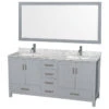 Sheffield Double Vanity, 70" Mirror, Gray, 72", Square, White Carrara Marble