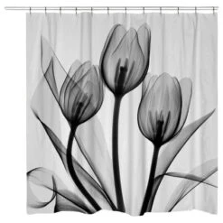 Black And White Tulips Shower Curtain