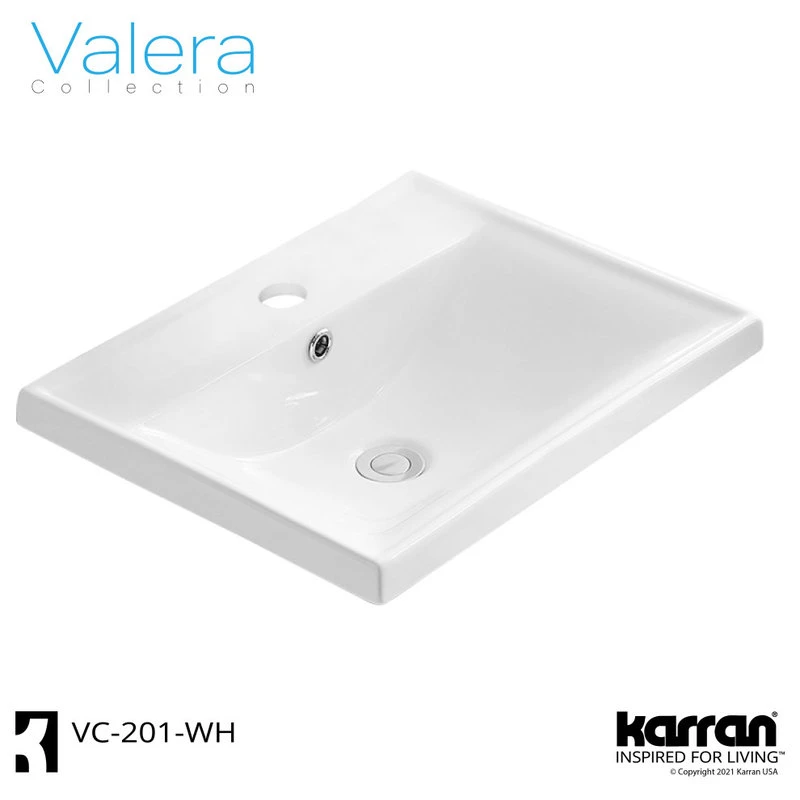 Karran Valera 21" Top Mount Vitreous China Sink, White With Overflow Drain 2 Karran Valera 21" Top Mount Vitreous China Sink, White With Overflow Drain - Image 2