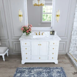Audrey Vanity Set, White, 48", Gold Hardware, No Mirror 27 Audrey Vanity Set, White, 48", Gold Hardware, No Mirror -Warm Bathroom 8561880703ef6c1d 3886 w800 h800 b0 p0