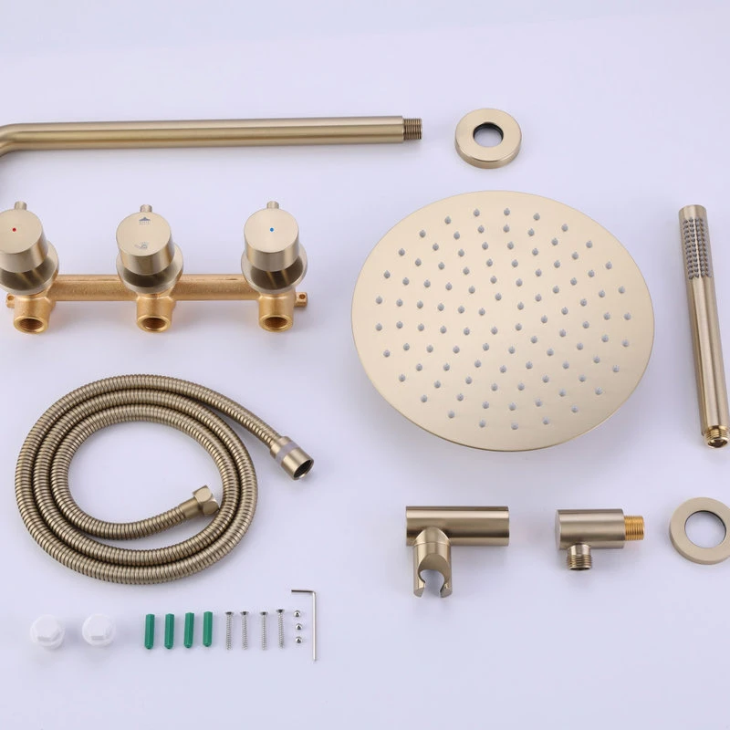 Wall Mounted Rain Shower System With Hand Shower-Includes Rough-In Valve, Brushed Gold 10 Wall Mounted Rain Shower System With Hand Shower-Includes Rough-In Valve, Brushed Gold - Image 10