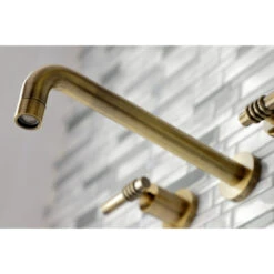 KS8023ML Two-Handle Wall Mount Tub Faucet, Antique Brass -Warm Bathroom 86e1bf1a013fbc2f 0775 w800 h800 b0 p0
