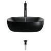 V410 Matte Black Porcelain Vessel Sink, 718 Vessel Faucet, Antique Bronze