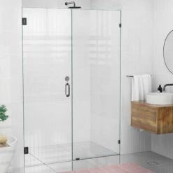 78"x59" Frameless Shower Door Wall Hinge, Matte Black