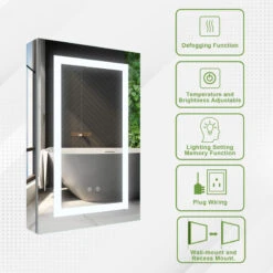 Recessed/Surface LED Light Mirror Medicine Cabinet Defogger, 20"x30" Left Hinge 17 Recessed/Surface LED Light Mirror Medicine Cabinet Defogger, 20"x30" Left Hinge -Warm Bathroom 87510c6202d8bc2c 7237 w800 h800 b1 p0