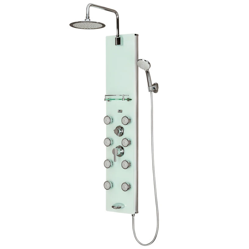 Lahaina ShowerSpa White Glass Shower Panel 1 Lahaina ShowerSpa White Glass Shower Panel