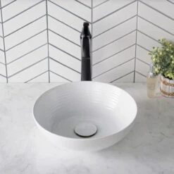 Viva Ceramic Round Vessel Bathroom Sink, White -Warm Bathroom 87917c690254a7cb 5505 w800 h800 b0 p0