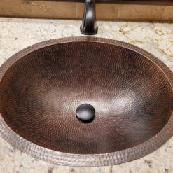 Premier Copper Products Oval Under Counter Hammered Copper Bathroom Sink, Oil Rubbed Bronze -Warm Bathroom 88d1fdaa032396b4 8187 w800 h800 b0 p0