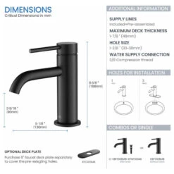 Circular Brass Single Handle Bathroom Faucet KBF1008, Matte Black, With Drain -Warm Bathroom 890127b501ba5362 1773 w800 h800 b1 p0