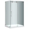 Langham Frameless Sliding Shower Enclosure, Stainless, 48"x35"x77.5", Right Base