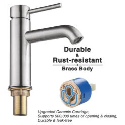 Aquaterior 1 Hole Bathroom Sink Round Faucet 1 Lever Cold & Hot Water Nickel -Warm Bathroom 8a316c4a0d69654a 6284 w800 h800 b1 p0