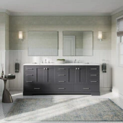 The Laurel Bathroom Vanity, Deep Gray, 84", Double Sink, Freestanding