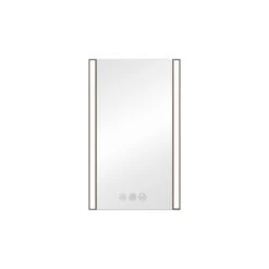 LED Antifog Bathroom Mirror, Dimmer, Adjustable Color, Brush Gold, 20x32