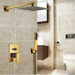 Fontana Brass Gold Tone Shower Set, 10" 7 Fontana Brass Gold Tone Shower Set, 10" -Warm Bathroom 8b11b81c0b445848 6889 w800 h800 b0 p0