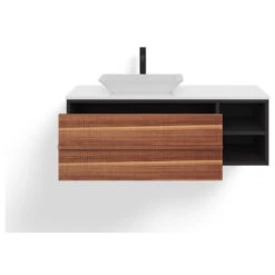 The Rhone Bathroom Vanity, Single Sink, 48", Walnut And Dark Gray, Wallmounted -Warm Bathroom 8b21fbd603c744cf 4004 w800 h800 b1 p0