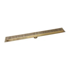 Satin Gold Linear Shower Drain Broken Lane Design By SereneDrains, 24 Inch