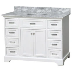 Aria 48" Bathroom Vanity, White, Carrara Marble -Warm Bathroom 8c612eac01661b85 7663 w800 h800 b1 p0