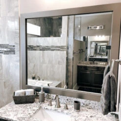 Pendleton Framed Wall Mirror, Satin Nickel, 28" X 48" -Warm Bathroom 8c717dd403ebb98a 3115 w800 h800 b0 p0