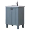 24" Solid Wood Sink Vanity With Extra Thick Ceramic Basin, Gray Blue