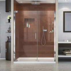 DreamLine Elegance 59 3/4 - 61 3/4"Wx72"H Frameless Pivot Shower Door In Chrome
