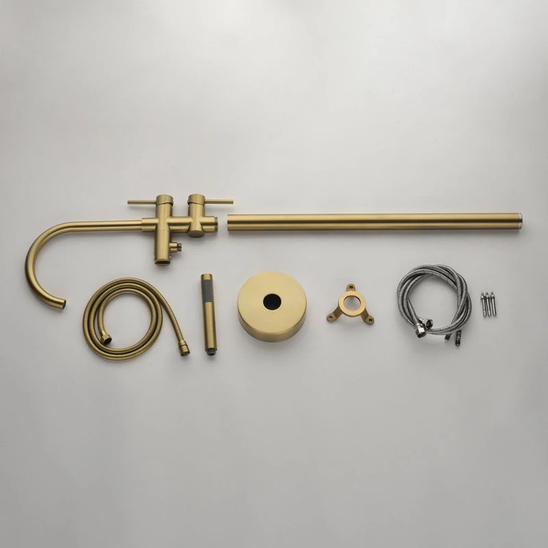 Freestanding Double Handle Clawfoot Tub Faucet, Gold 3 Freestanding Double Handle Clawfoot Tub Faucet, Gold - Image 3