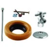 Toilet Kit With 1/4-Turn Stop And Wax Ring - Cross Handle In Polished Chrome