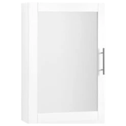 Bowery Hill Wooden Mirrored Wall Cabinet With 2 Adjustable Shelves In White