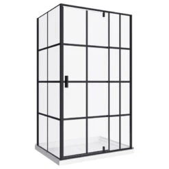 Taylor 48-RP Bath Screen Shower Enclosure Black Matt 48x60 With Acrylic Base
