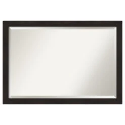Furniture Espresso Narrow Beveled Bathroom Wall Mirror - 39.5 X 27.5 In.