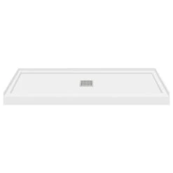 Transolid Linear 60"x32" Single Threshold Shower Base With A Center Drain, White